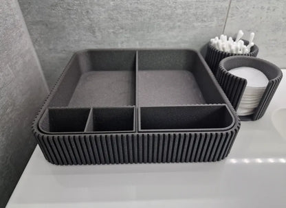 3D Baskı Banyo Organizatörü — Tepsi & Silindirik Düzenleyici Set