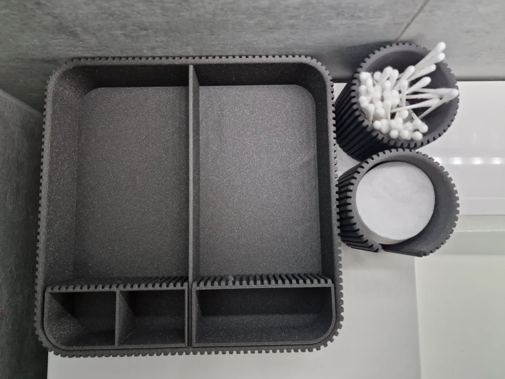 3D Baskı Banyo Organizatörü — Tepsi & Silindirik Düzenleyici Set